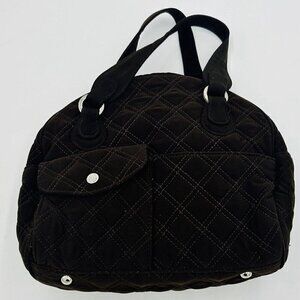 Vera Bradley Solid Brown Quilted Bowler Bag Purse 9" x 10"